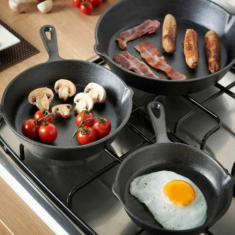 3-Piece Cast Iron Skillet Set | Pre-Seasoned Non-Stick Frying Pans thumbnail 9