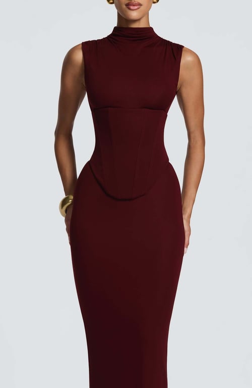 Women's Solid-Color Turtleneck Sleeveless Waist-Cinching Maxi Dress | Home & Kitchen thumbnail 7