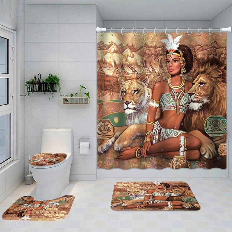 Artistic Shower Curtain 4-Piece Set with Bath Mats | Captain Fam thumbnail 20