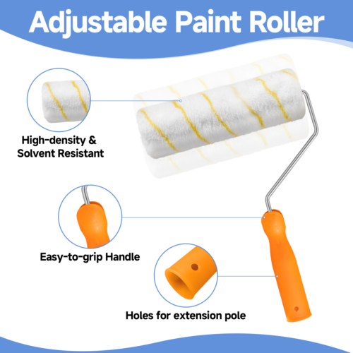 Paint Roller 9 Set Tray Rollers Soft Sleeves Brush Kit Decorating Painting Tool thumbnail 13