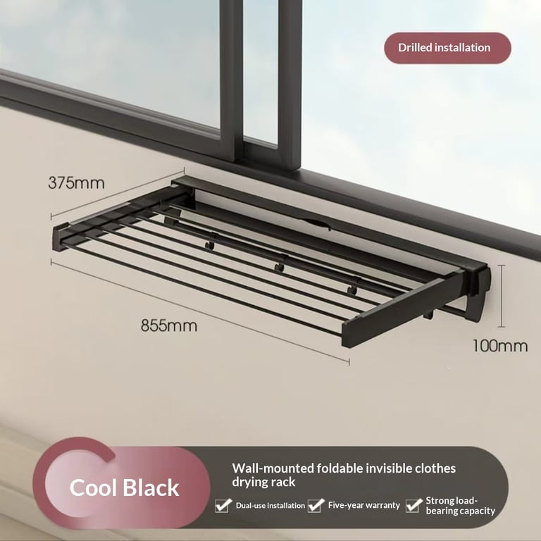 Wall-Mounted Folding Clothes Drying Rack | Space-Saving Design thumbnail 12