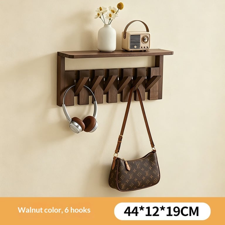 Solid Wood Coat Rack with Piano Keys | Modern Wall Mount Storage thumbnail 4