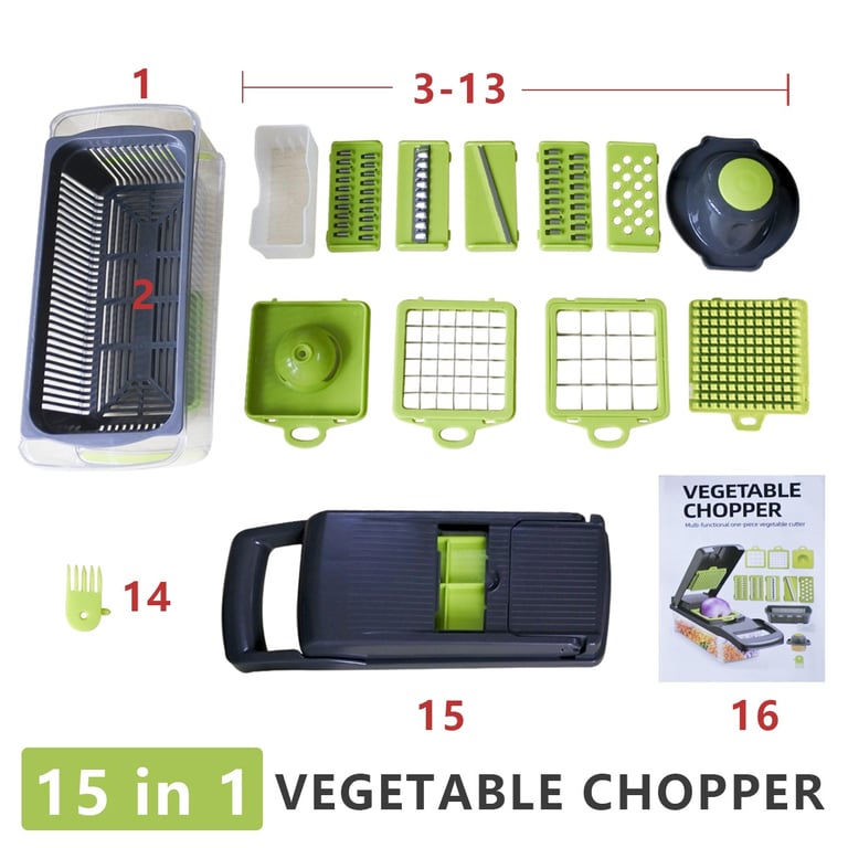 15-in-1 Vegetable Chopper & Fruit Cutter | Food Dicer Slicer Peeler thumbnail 2