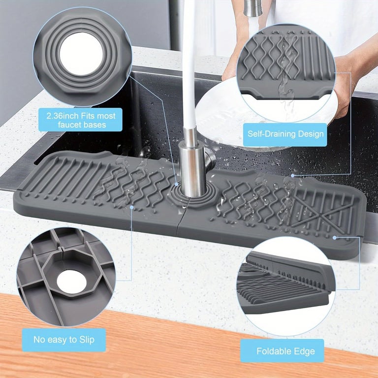 Non-Slip Silicone Kitchen Sink Splash Guard | Self-Draining Board thumbnail 6