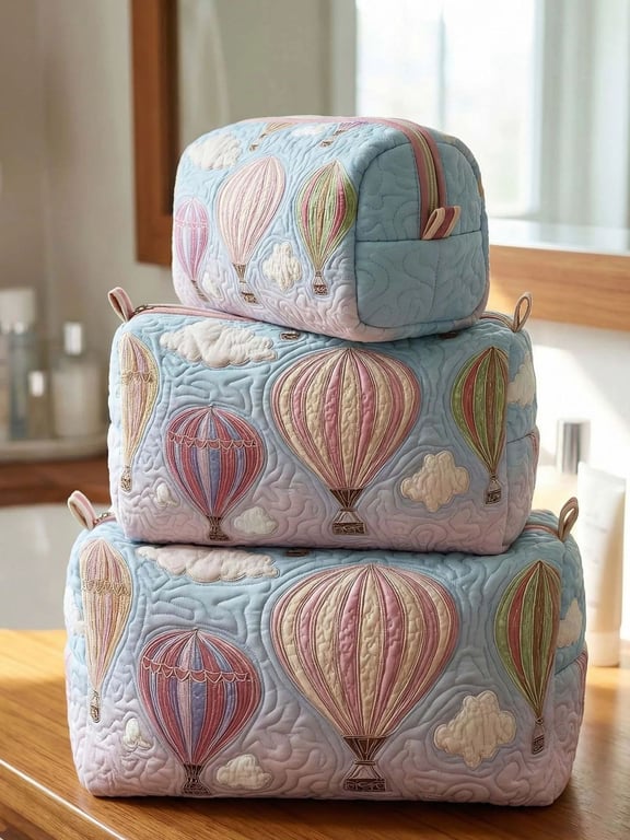 Printed Storage Makeup Three-Piece Set | Quilted Nesting Bags thumbnail 4