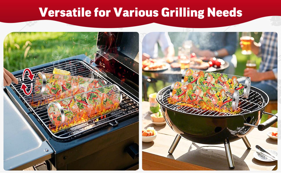 Rolling Grill Basket 304 Stainless Steel | BBQ Grilling Accessories thumbnail 10