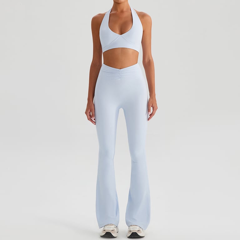 Halter Yoga Sports Bra & Flared Tennis Skirt Set | Canadian Activewear thumbnail 5