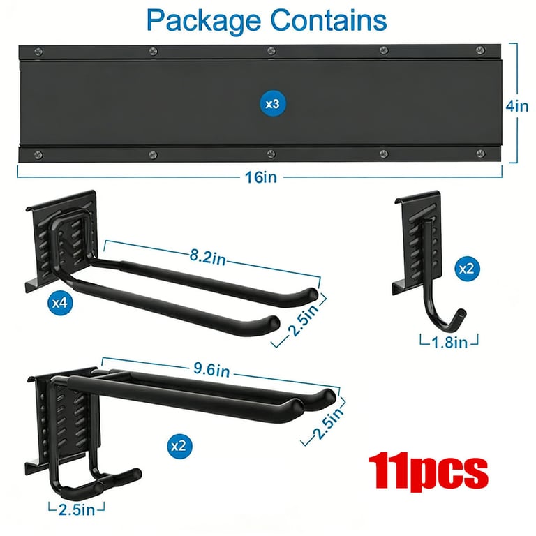 3x Garage Garden Tool Holder Storage Rack | Wall-Mounted Shed Organiser thumbnail 1