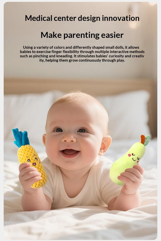 Cartoon Vegetable Fruit Baby Rattle Set | Soft Plush Grasping Toys thumbnail 9