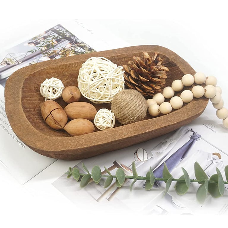 Solid Wood Hand-Carved Storage Tray | Rustic Home & Kitchen Decor thumbnail 3
