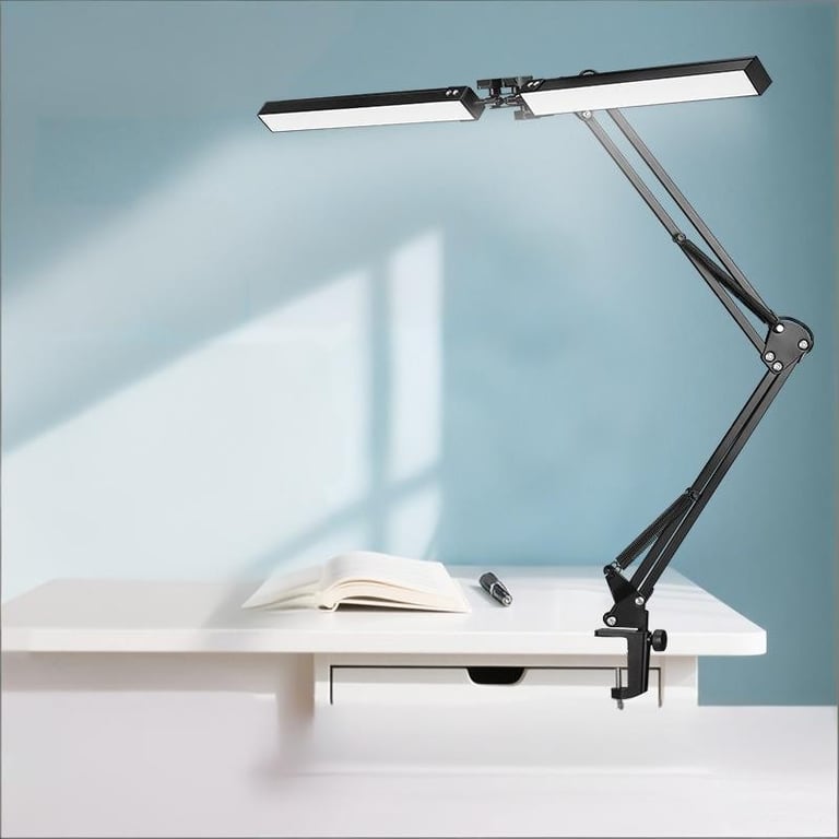 Double-Head LED Desk Lamp with Swing Arm Clamp | Dimmable thumbnail 1