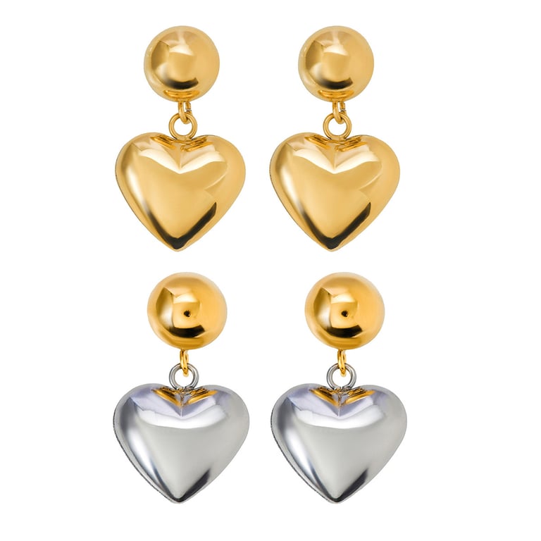 Stainless Steel Heart Stud Earrings for Women | Hypoallergenic thumbnail 1