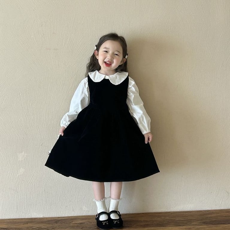 Children's Doll-collar Shirt And Black Vest Dress Set thumbnail 8