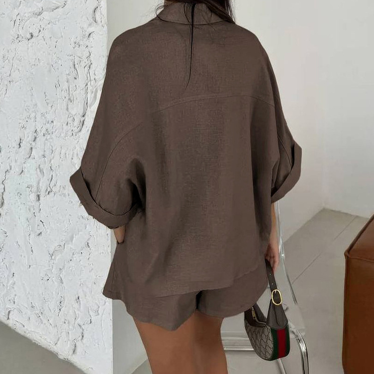 Women's Fashionable Casual Shirt Set | Oversized Linen Blend Home & Kitchen thumbnail 7