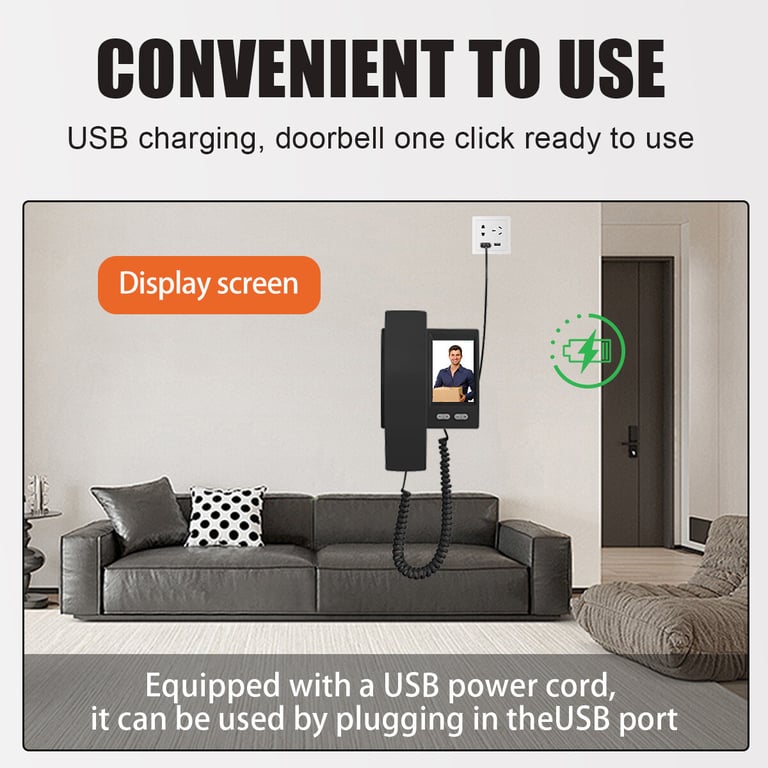 Smart WiFi Video Doorbell with Indoor Monitor | Wireless Security Camera thumbnail 5