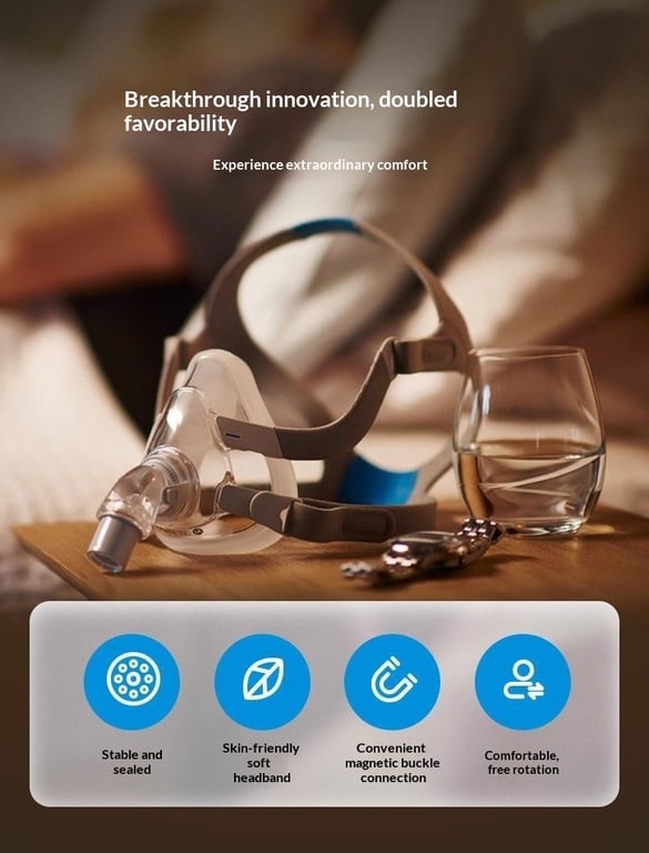 Ventilator Head-Mounted Silicone Nasal-Oral CPAP Mask | Full-Face thumbnail 7