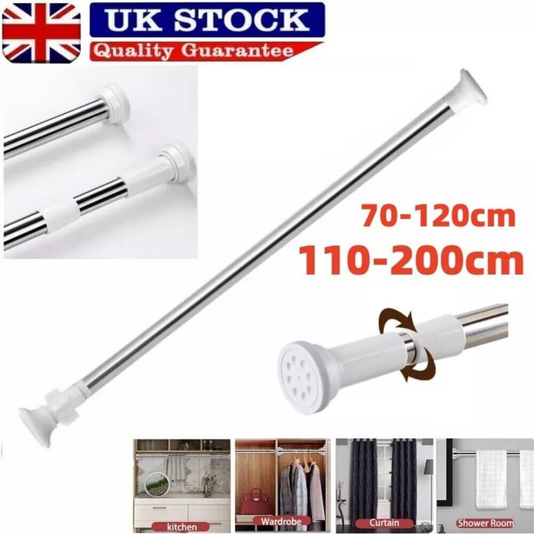 Heavy Duty Telescopic Shower Curtain Pole | No-Drill Spring Tension Rod thumbnail 19