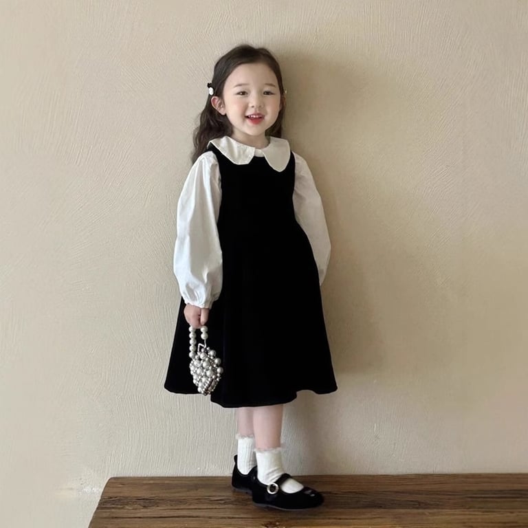Children's Doll-collar Shirt And Black Vest Dress Set thumbnail 3