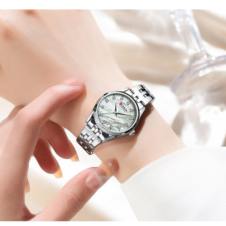 Rhinestone Ultra-Thin Women's Watch | Mother-of-Pearl Stainless Steel thumbnail 8