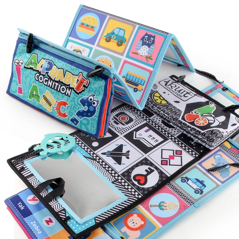 Foldable Funny Mirror Desk Calendar Baby Cloth Book | Sensory Tummy Time thumbnail 4