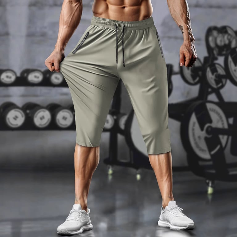 Men's Quick-Drying Capri Running Pants | Breathable Fitness thumbnail 4