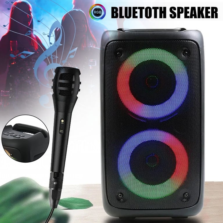 Portable Bluetooth Speaker Sub Woofer Heavy Bass Sound System Party & Mic thumbnail 4