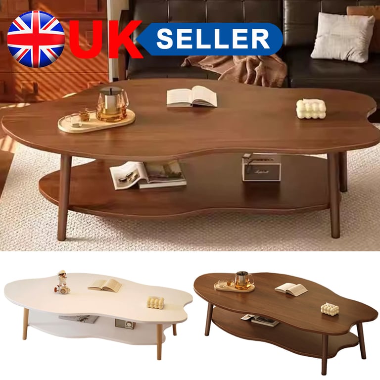 Cloud Coffee Table with Storage Shelf | Modern 2-Layer Design thumbnail 12