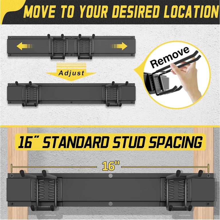 3x Garage Garden Tool Holder Storage Rack | Wall-Mounted Shed Organiser thumbnail 5