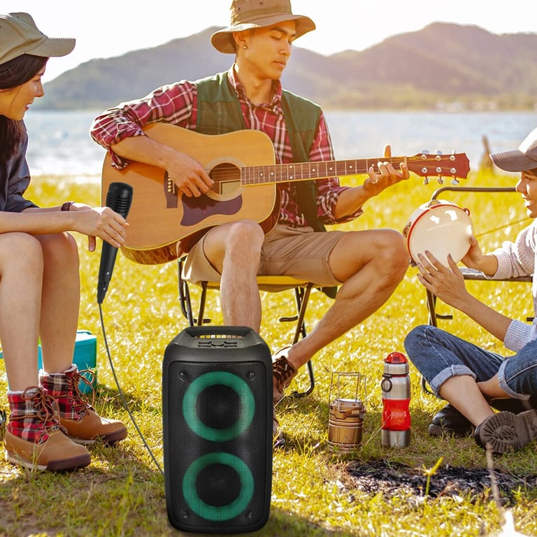 Portable Bluetooth Speaker Sub Woofer Heavy Bass Sound System Party & Mic thumbnail 2