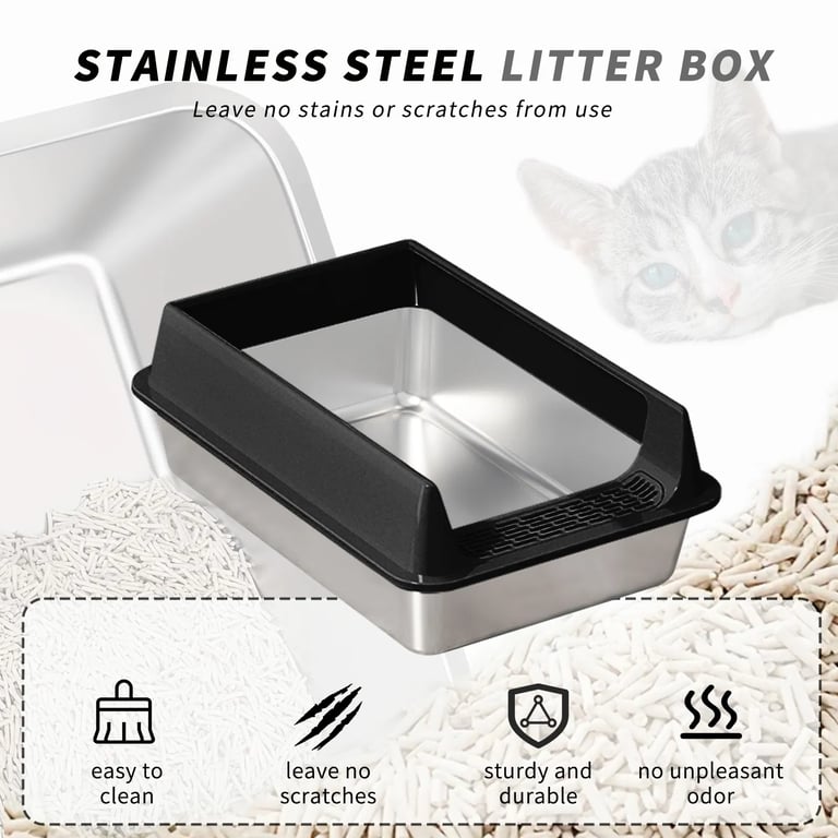 Stainless Steel Cat Litter Box | Non-Stick, Scratch Resistant, Odorless thumbnail 9