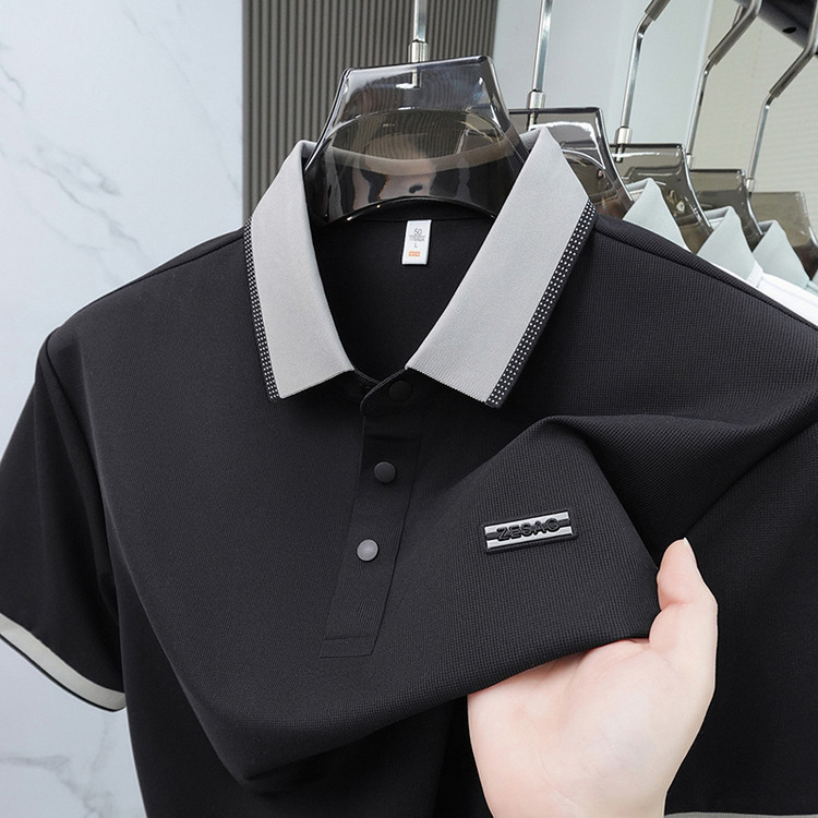 Seamless Ice Silk Men's Short-Sleeve Polo | Breathable Home & Kitchen Comfort thumbnail 14
