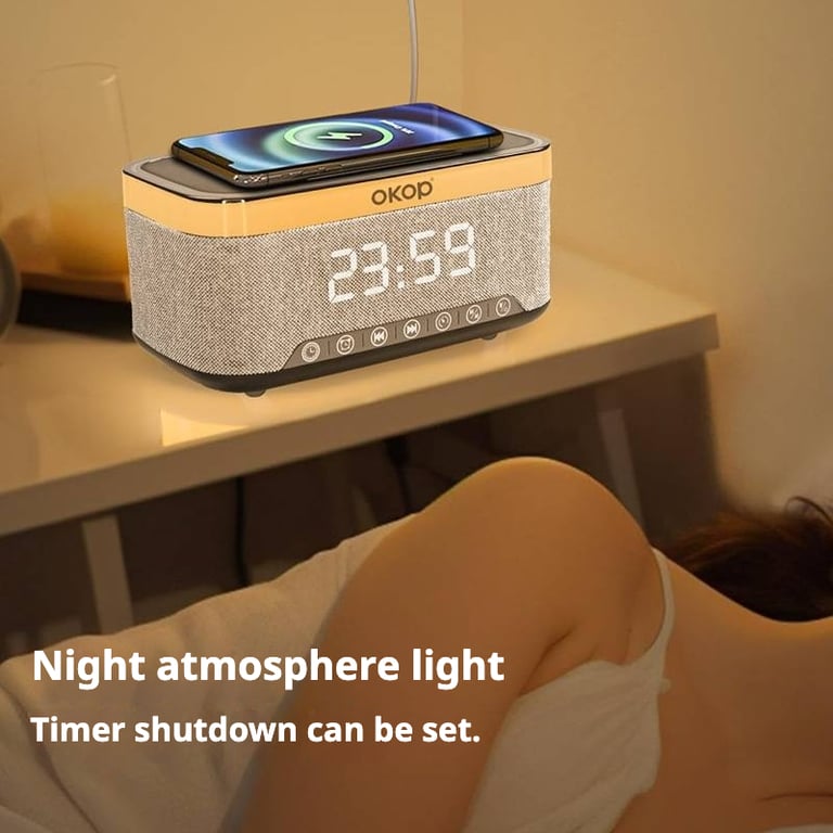 Bedside Alarm Clock with RGB Ambient Light | 15W Wireless Charging & Bluetooth Speaker thumbnail 18
