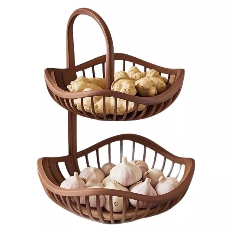 Kitchen Onion Ginger Garlic Basket Double-Layer Fruit Storage Rack thumbnail 2