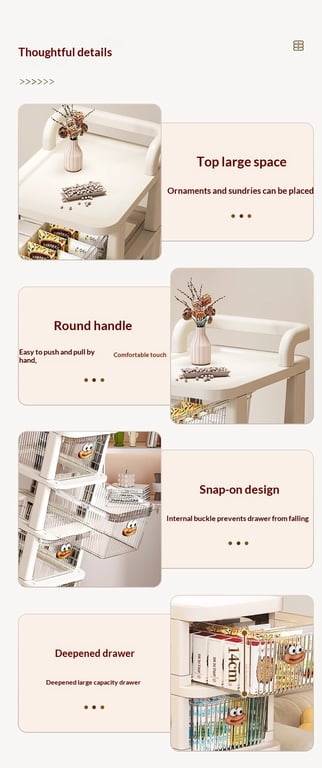 Small Cart Storage Rack for Home & Kitchen | 4-5 Layer Movable Drawer Cabinet thumbnail 20