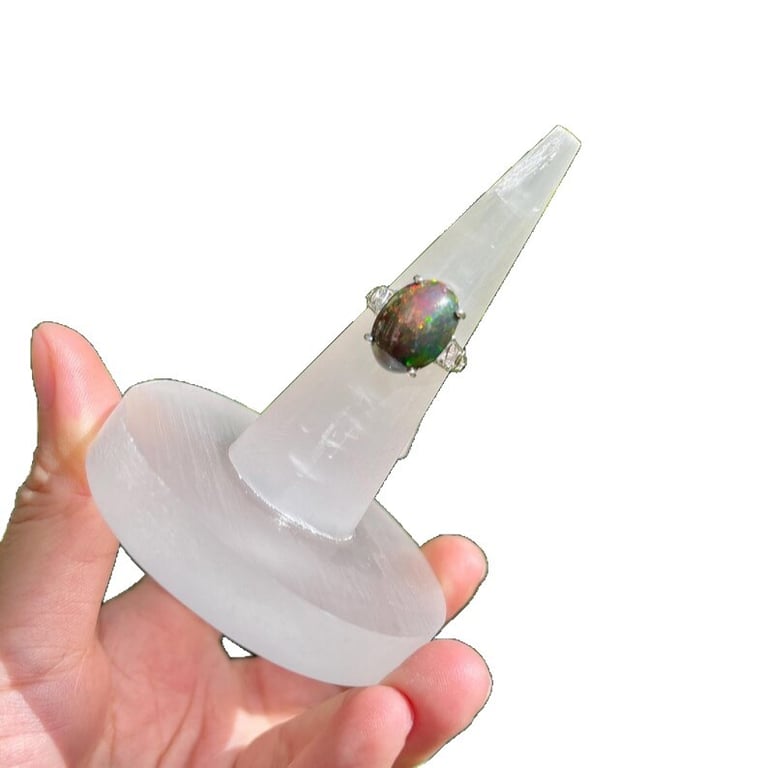 Selenite Ring Holder Storage Tray | Natural Crystal Jewelry Organizer - image 1