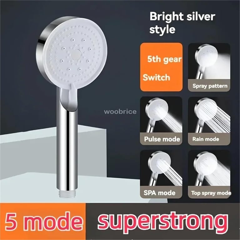 High Pressure 5 Mode Chrome Shower Head | Water Saving Handset thumbnail 8