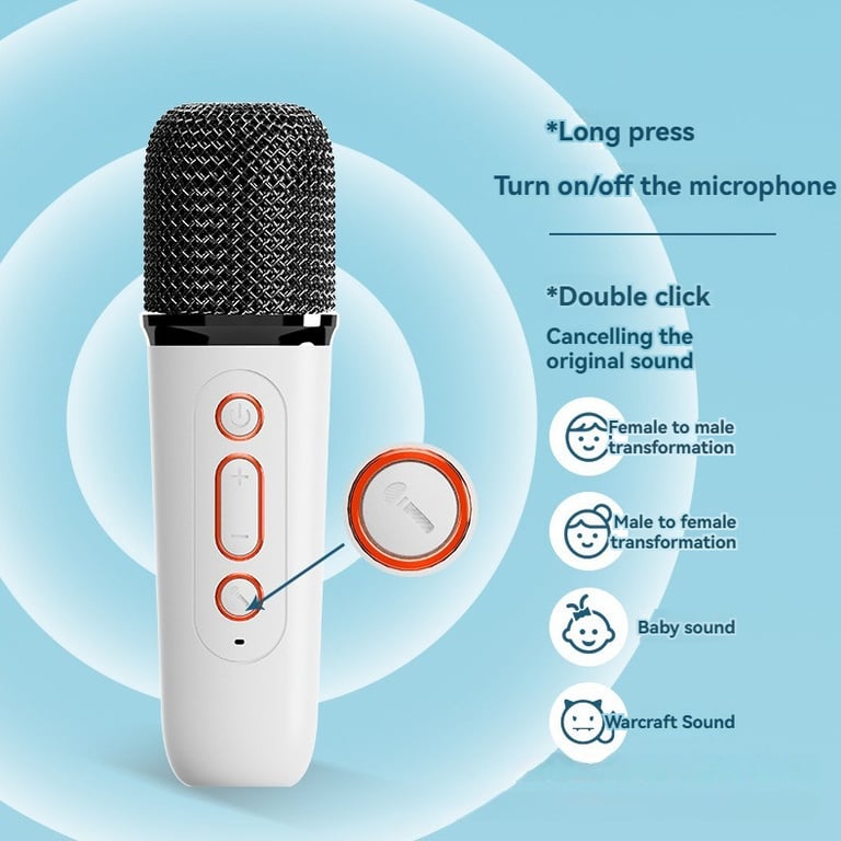 Karaoke Machine Bluetooth Speaker with 2 Wireless Mics & RGB Lights thumbnail 6