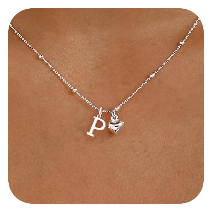 Personalized Initial Heart Pendant Necklace | Stainless Steel thumbnail 6