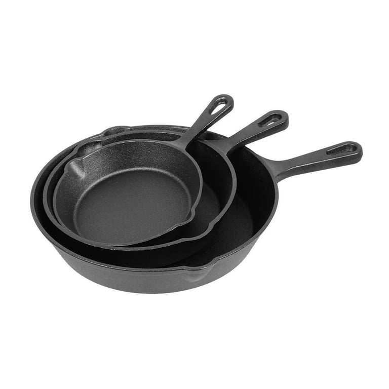 3-Piece Cast Iron Skillet Set | Pre-Seasoned Non-Stick Frying Pans