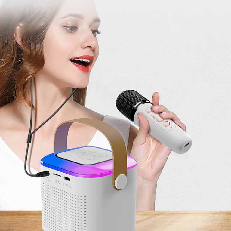 Karaoke Machine Bluetooth Speaker with 2 Wireless Mics & RGB Lights thumbnail 8