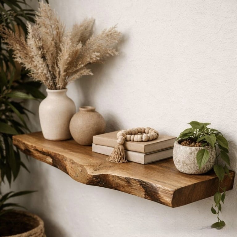 Old Elm Single-Bar Shelf Storage Rack Bookshelf | Live-Edge Design thumbnail 3
