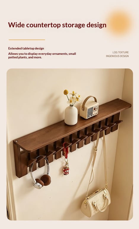 Solid Wood Coat Rack with Piano Keys | Modern Wall Mount Storage thumbnail 13