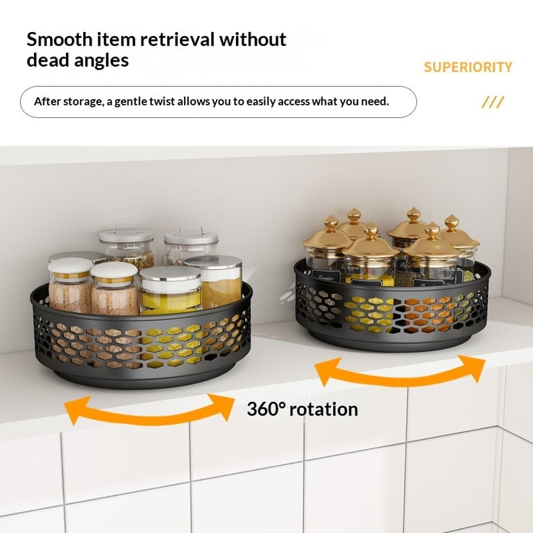 Rotating Spice Rack Carbon Steel Floor-Standing Kitchen Shelf thumbnail 16