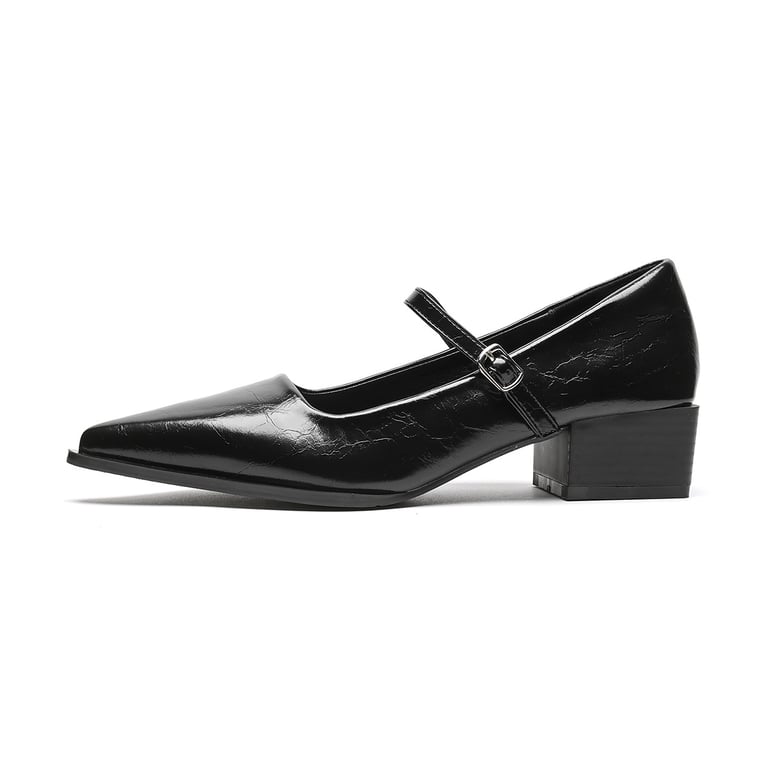 Vintage Chunky-Heeled Mary Jane Shoes for Women | Pointed Toe thumbnail 2