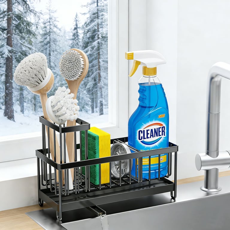 Kitchen Sink Caddy Rack Sponge Holder | Soap Dish Drain Storage thumbnail 8