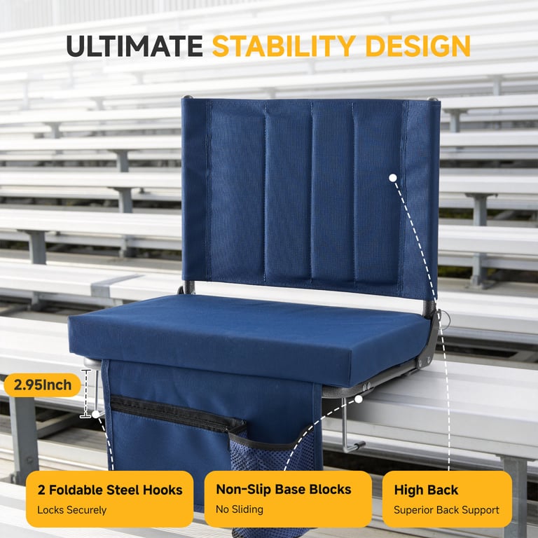 Stadium Seat with Backrest Support | Padded Bleacher Chair Canada thumbnail 12