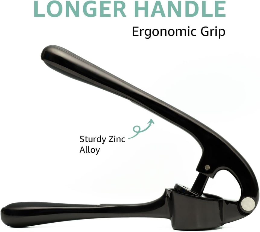 Garlic Press Crusher with Peeler & Cleaning Brush | Zinc Alloy thumbnail 1