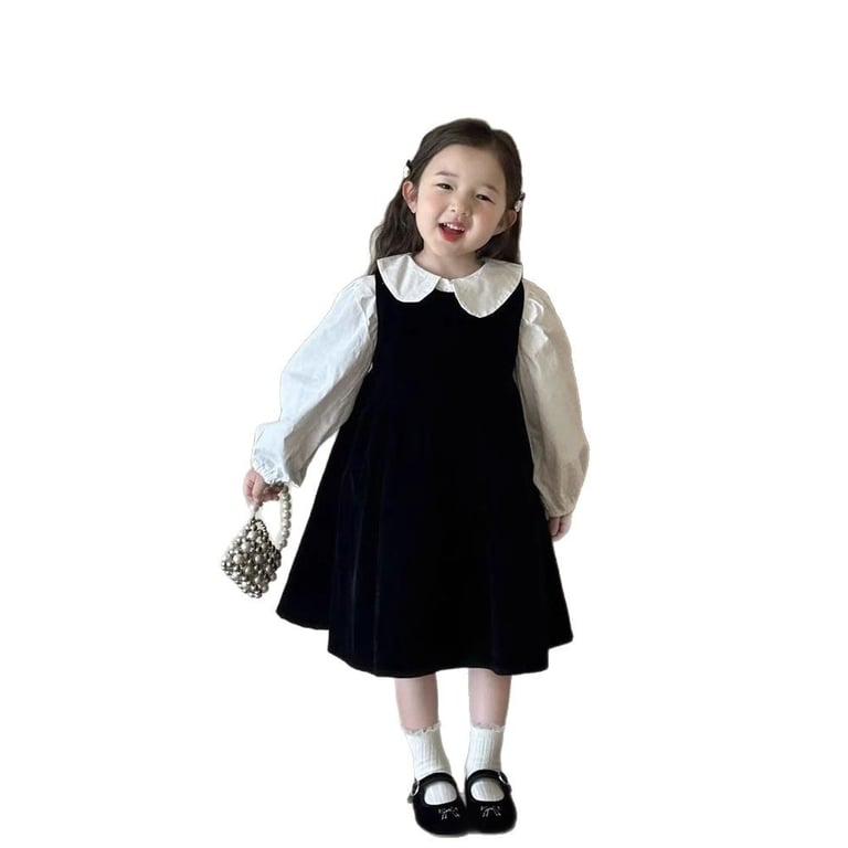 Children's Doll-collar Shirt And Black Vest Dress Set thumbnail 2