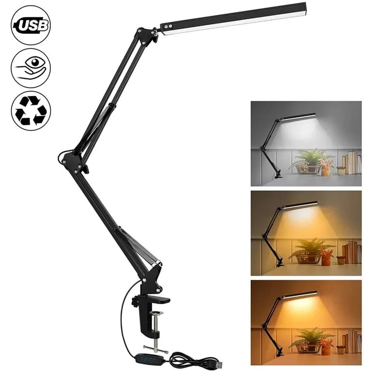 Double-Head LED Desk Lamp with Swing Arm Clamp | Dimmable thumbnail 9