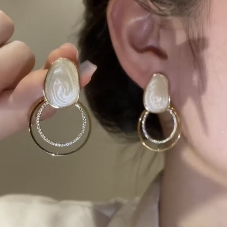 Sparkly Zircon Geometric Loop Drop Earrings | Square Face Flattering thumbnail 4